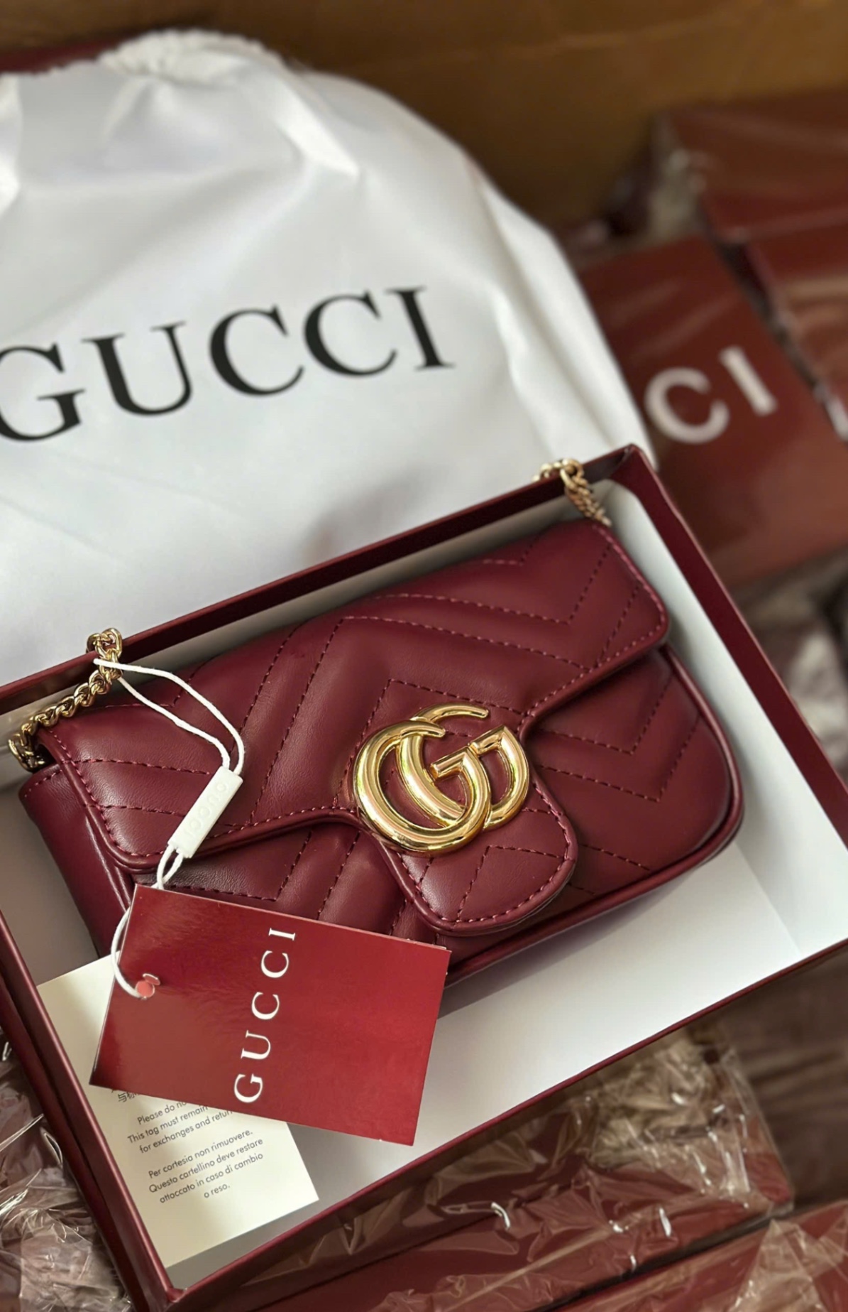 TÚI XÁCH GUCI BURGUNDY HOT FULL BOX XUẤT DƯ