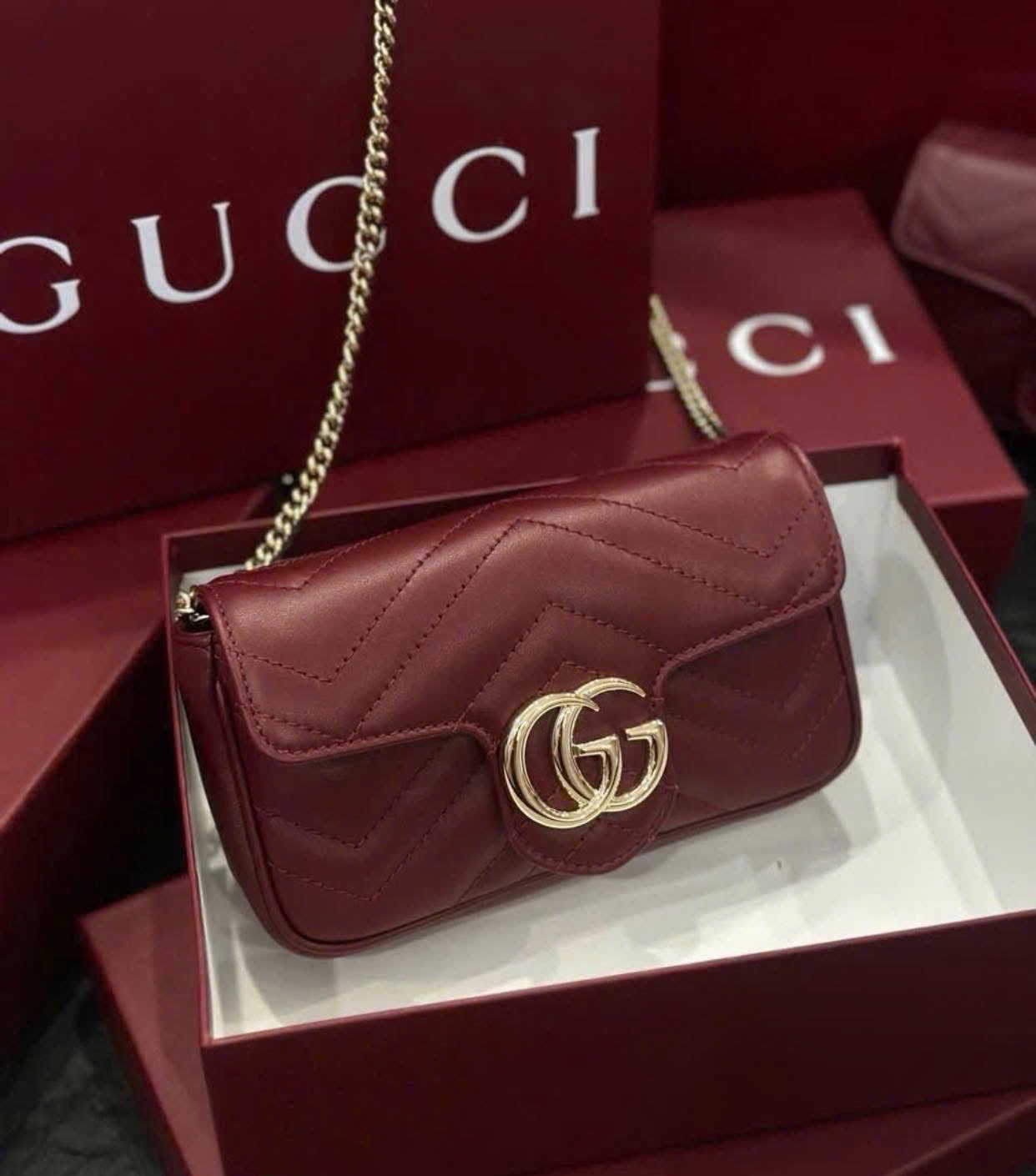 TÚI XÁCH GUCI BURGUNDY HOT FULL BOX XUẤT DƯ