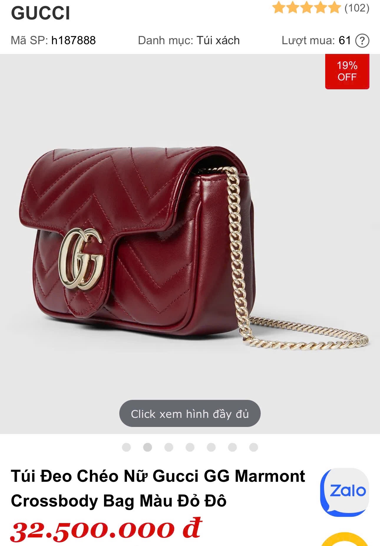 TÚI XÁCH GUCI BURGUNDY HOT FULL BOX XUẤT DƯ