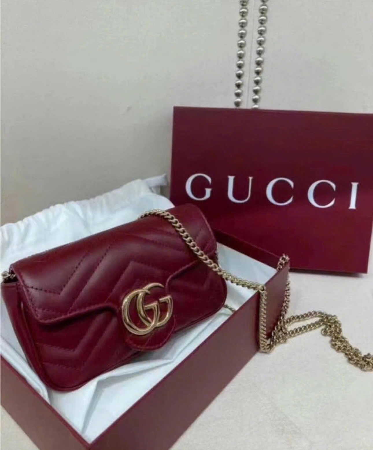 TÚI XÁCH GUCI BURGUNDY HOT FULL BOX XUẤT DƯ