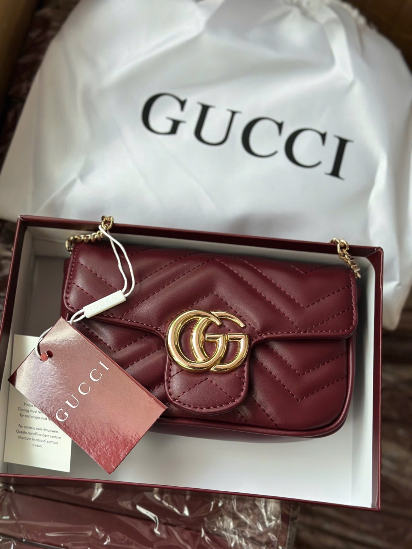 TÚI XÁCH GUCI BURGUNDY HOT FULL BOX XUẤT DƯ