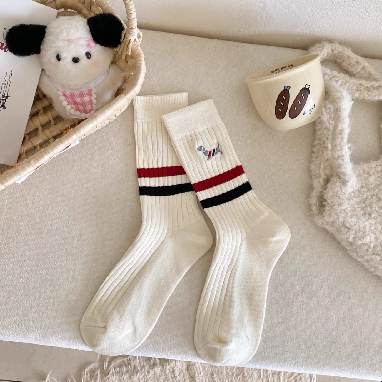 Loại dày đẹp QCCC - SET 3 ĐÔI TẤT HÌNH CÚN THOM