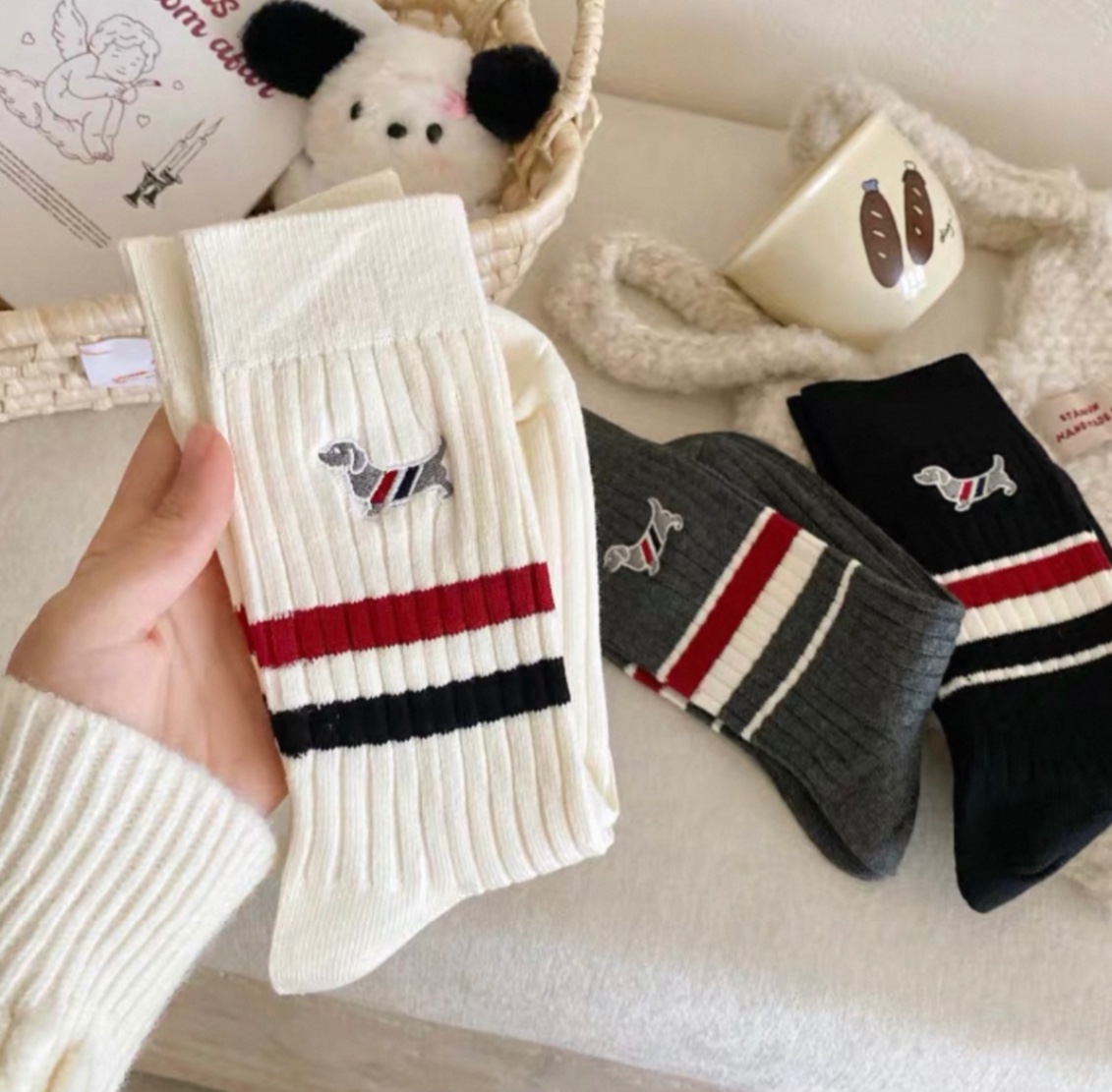 Loại dày đẹp QCCC - SET 3 ĐÔI TẤT HÌNH CÚN THOM