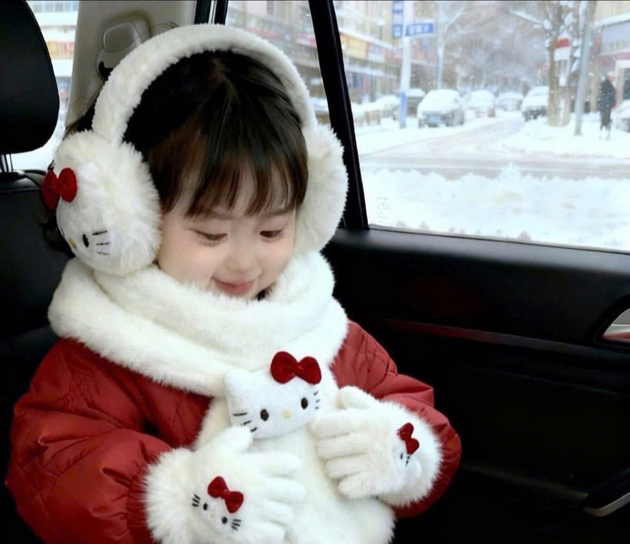 SÉT 3 MÓN HELLO KITTY BG : khăn - găng tay - bịt tai