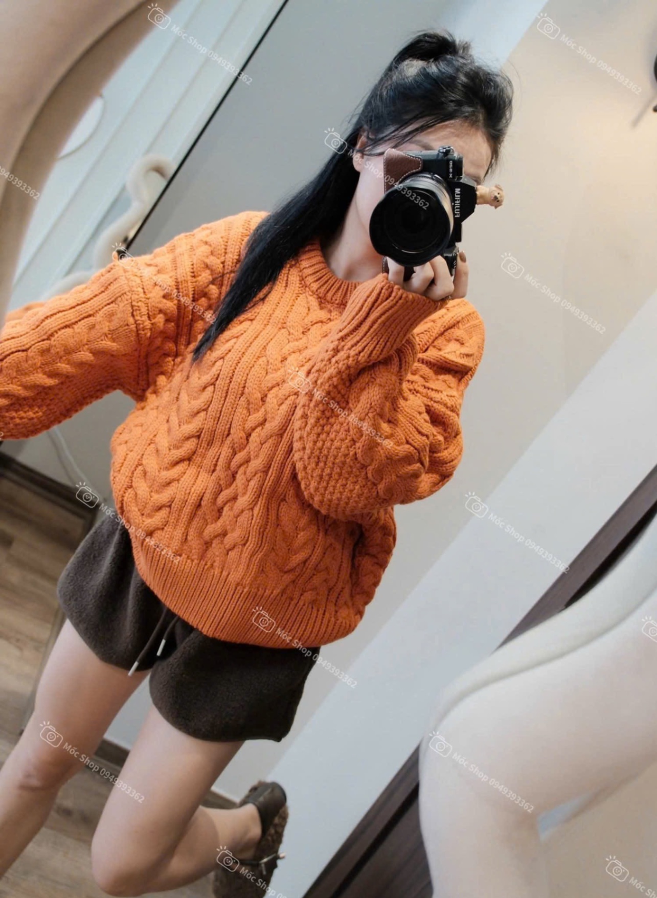 ÁO LEN THỪNG MÀU CAM HÀNG QC DT