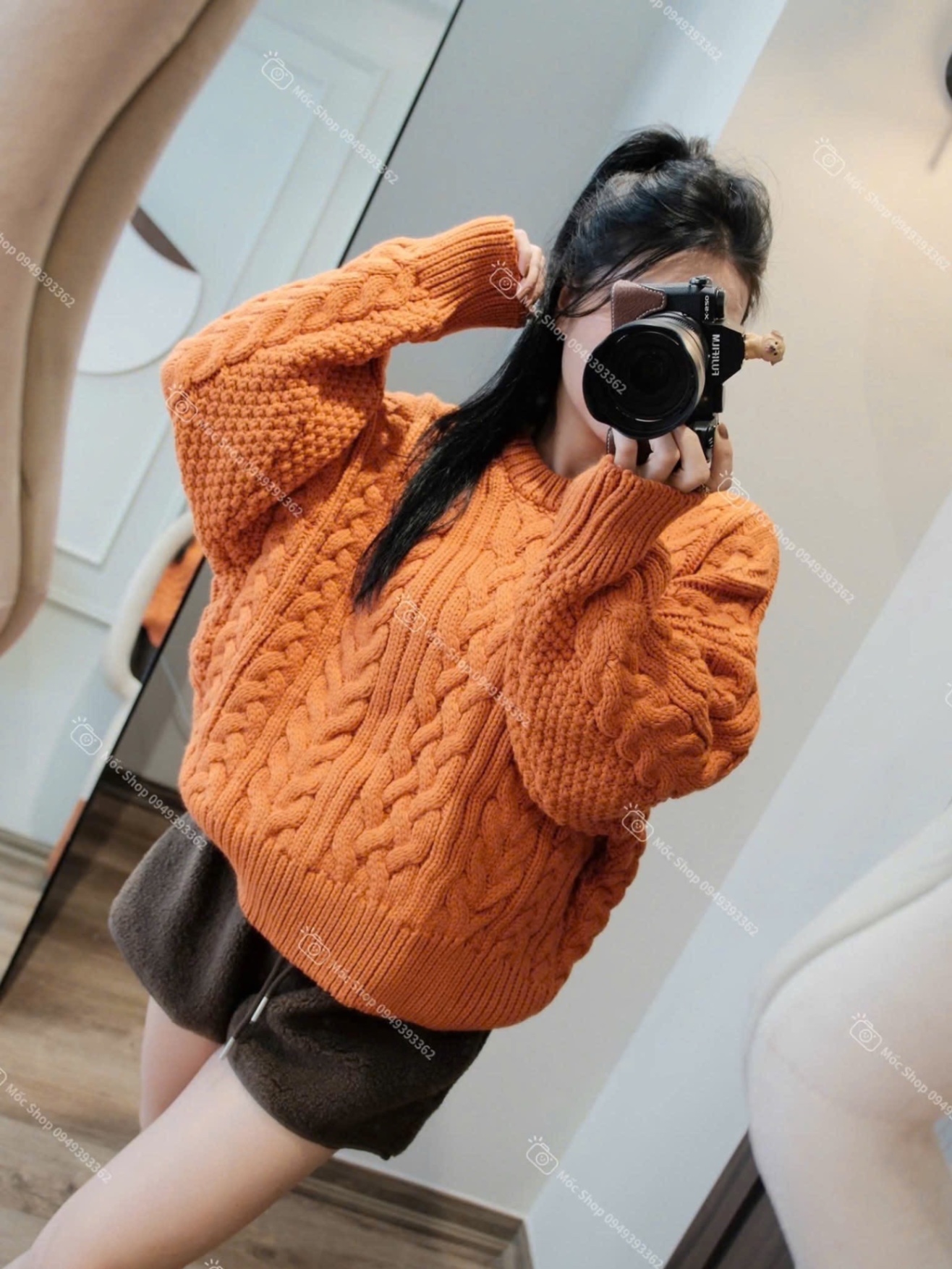 ÁO LEN THỪNG MÀU CAM HÀNG QC DT