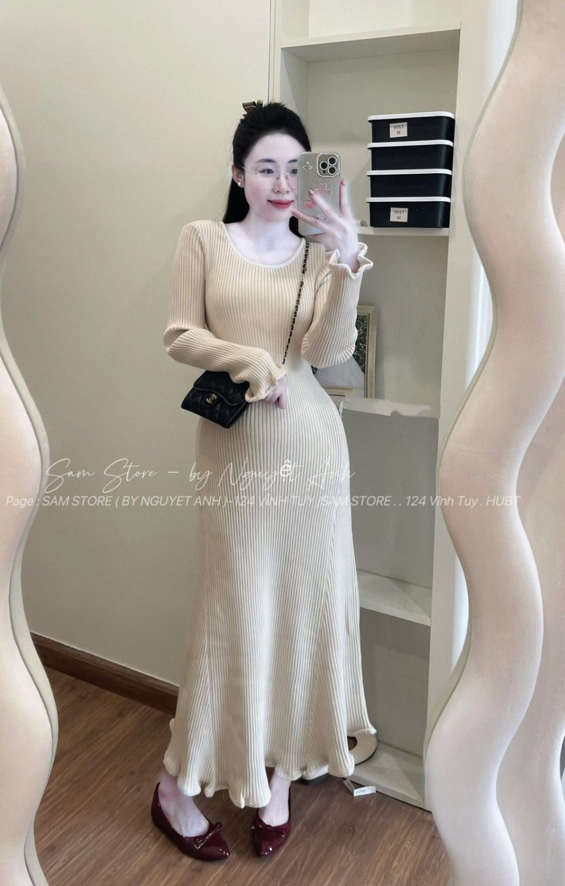 Hàng QCCC - VÁY LEN VIỀN BÈO QC BE ĐỎ