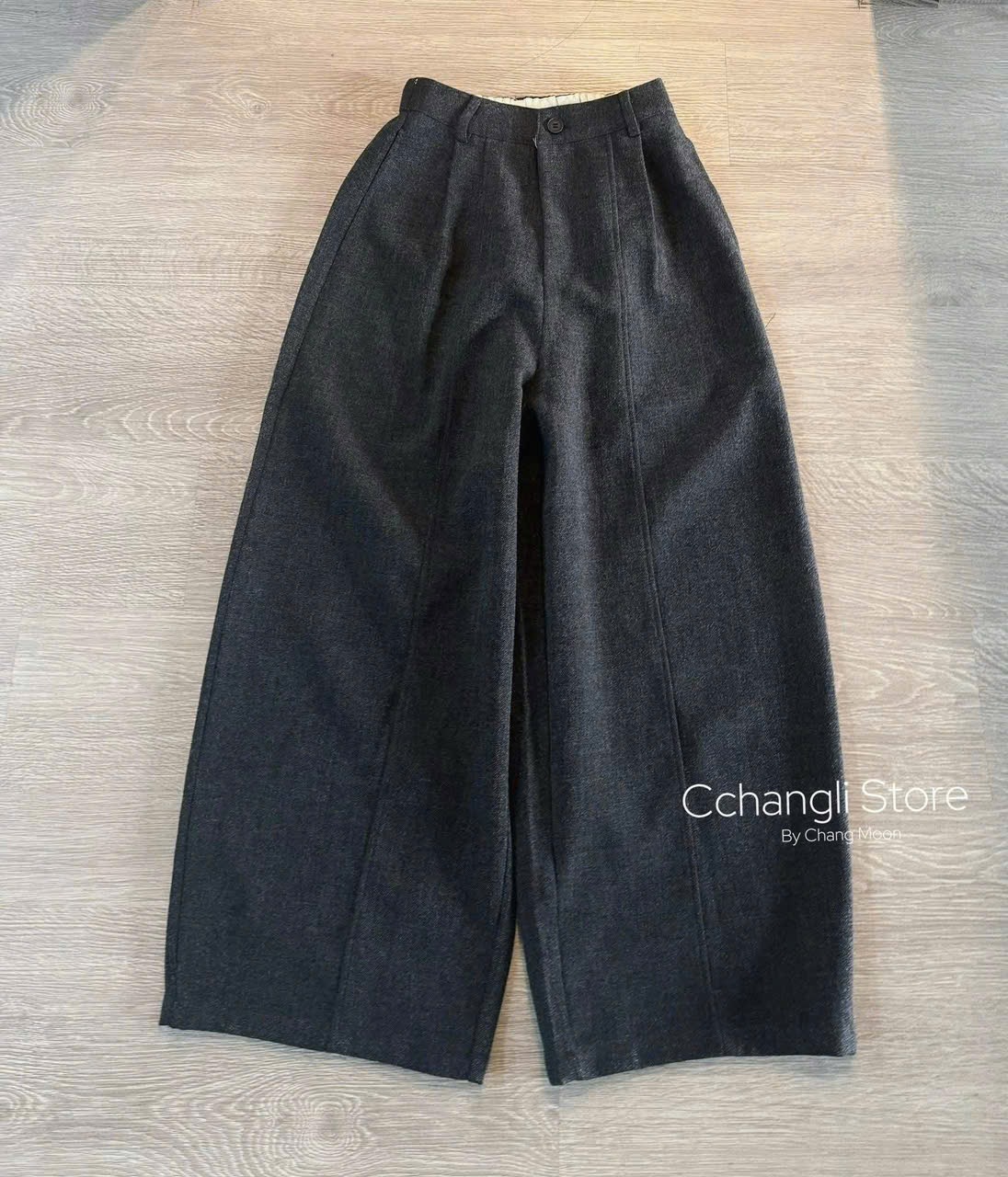 Màu xám đậm - QUẦN BAGGY DẠ SUÔNG MÀU XẾP LY