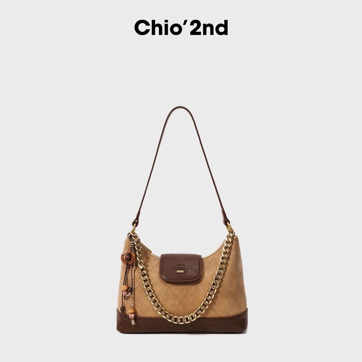 M302 - TÚI CHIO’2ND NẮP GẬP ĐẾ DA MÀU BE
