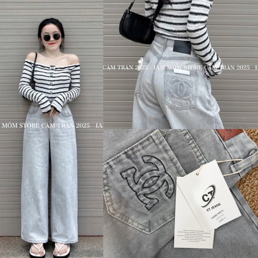 QUẦN JEAN SUÔNG KHÓI NHẠT THÊU X M3422