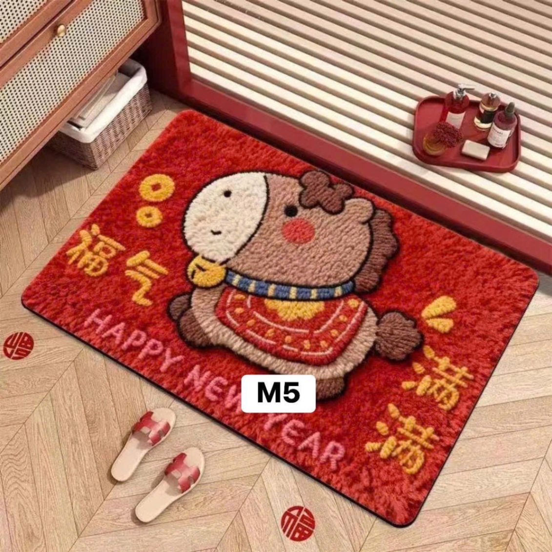 SET 4 THẢM HÌNH NGỰA MÀU ĐỎ - random
