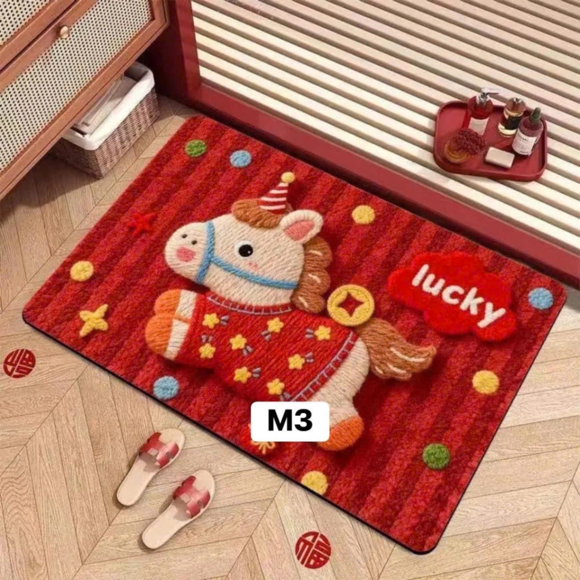 SET 4 THẢM HÌNH NGỰA MÀU ĐỎ - random