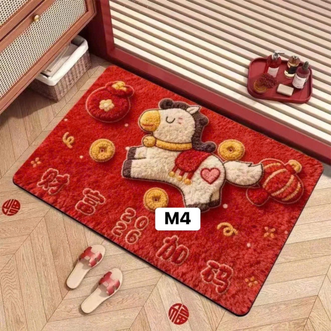 SET 4 THẢM HÌNH NGỰA MÀU ĐỎ - random