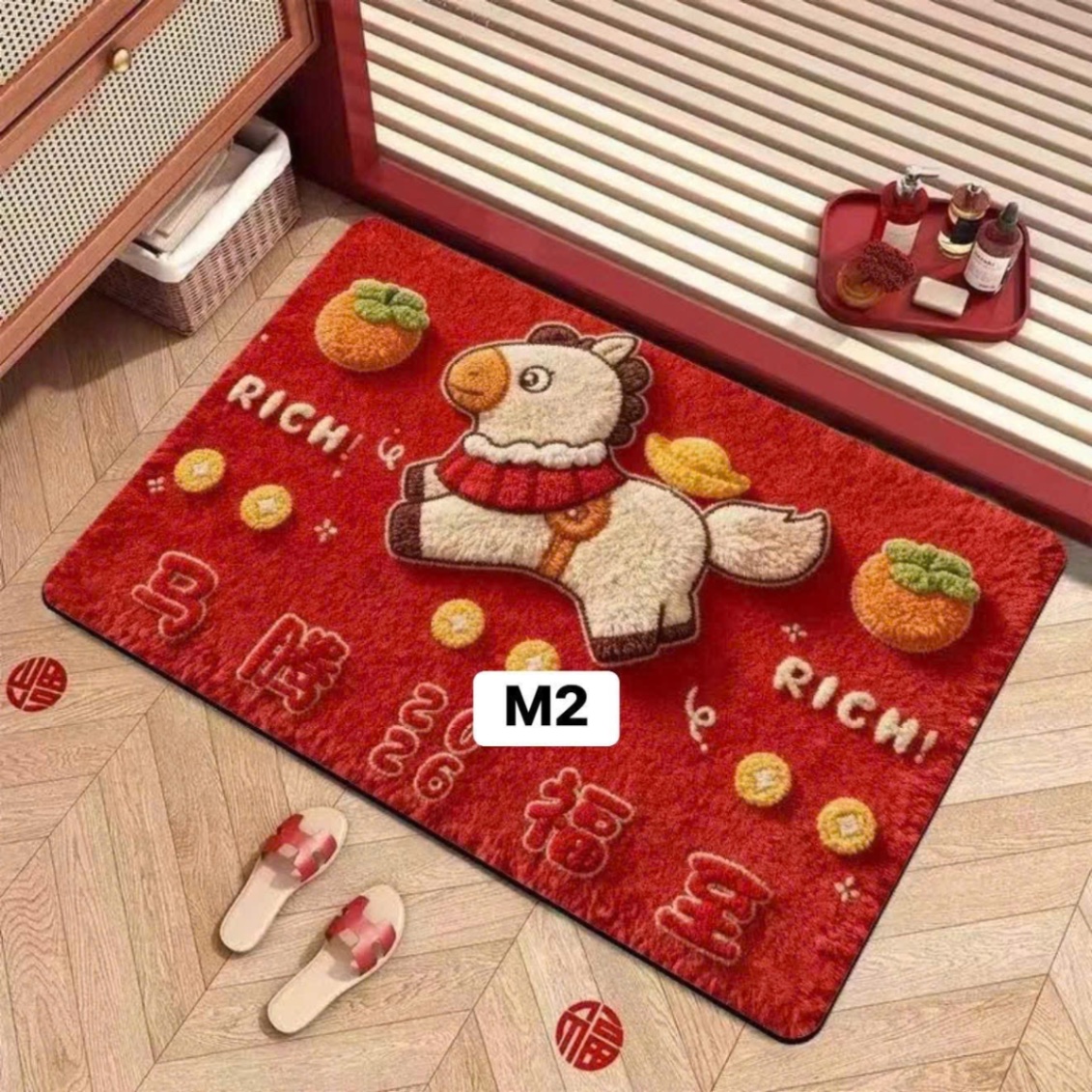 SET 4 THẢM HÌNH NGỰA MÀU ĐỎ - random