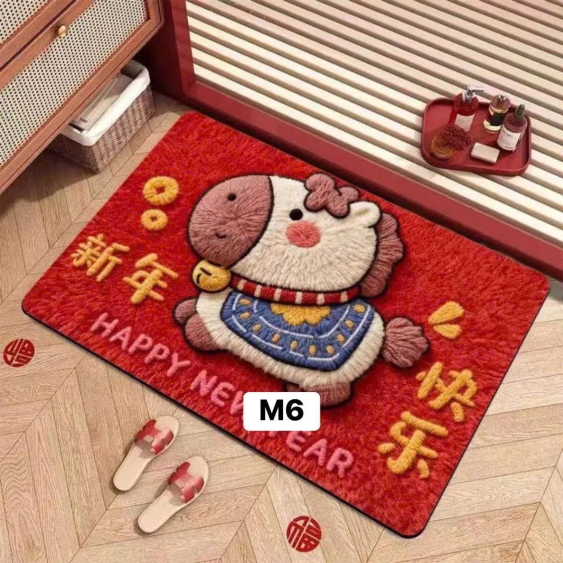 SET 4 THẢM HÌNH NGỰA MÀU ĐỎ - random