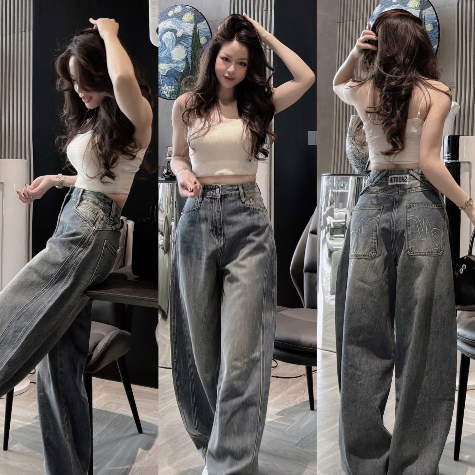 QUẦN JEAN SUÔNG XANH CAN SƯỜN M386