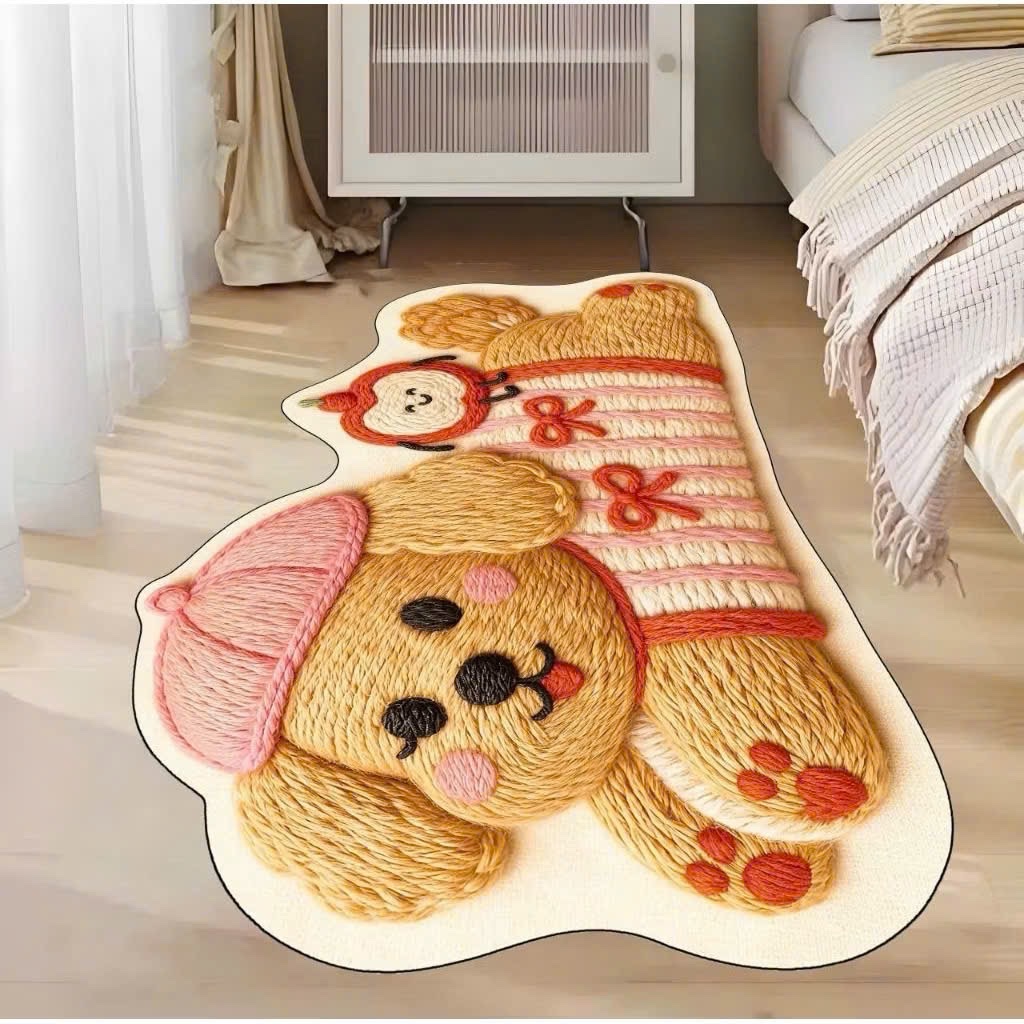 THẢM LÔNG CỪU 3D CHÓ LEN