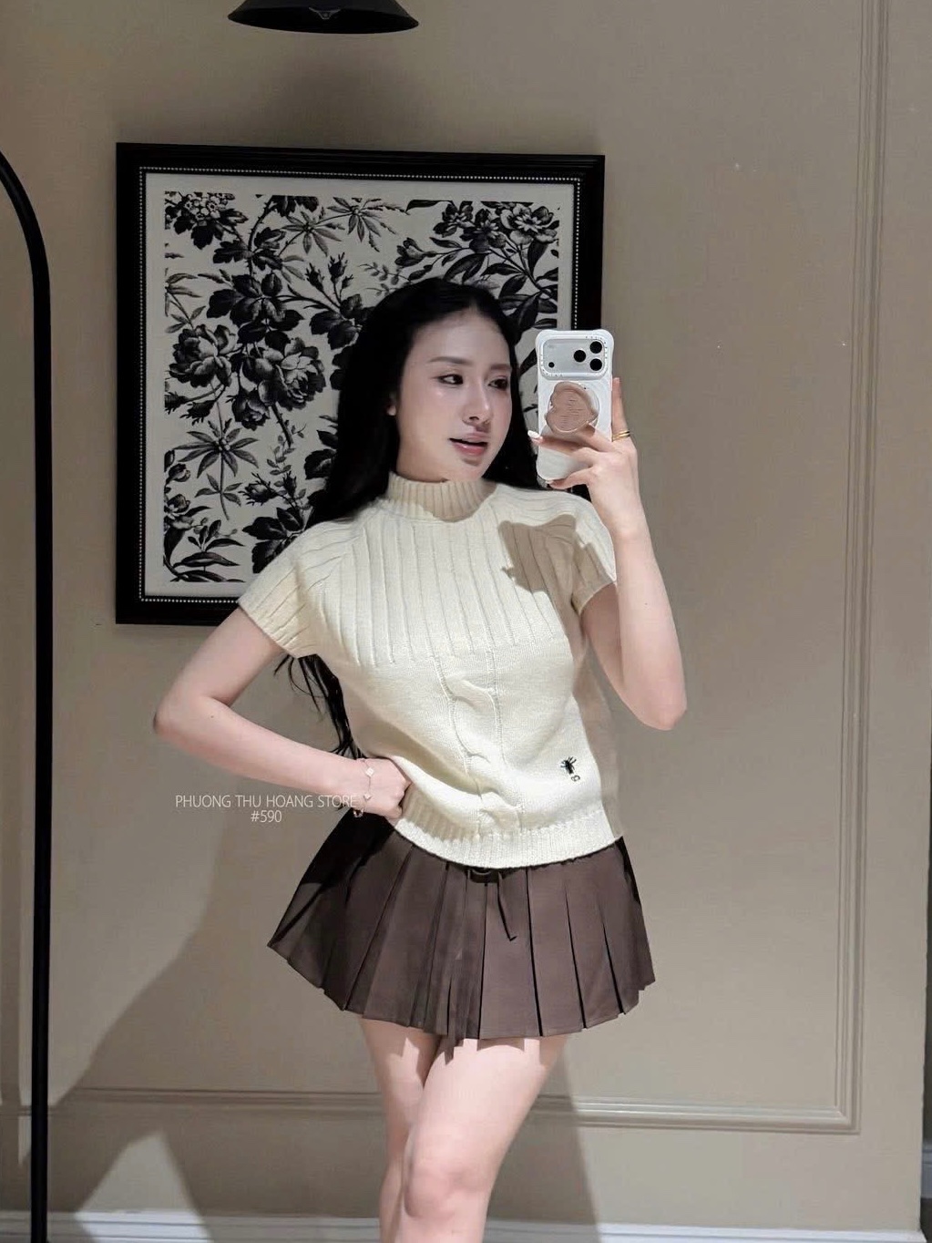 ÁO LEN CỘC TRẮNG KEM DIO THÊU ONG QC