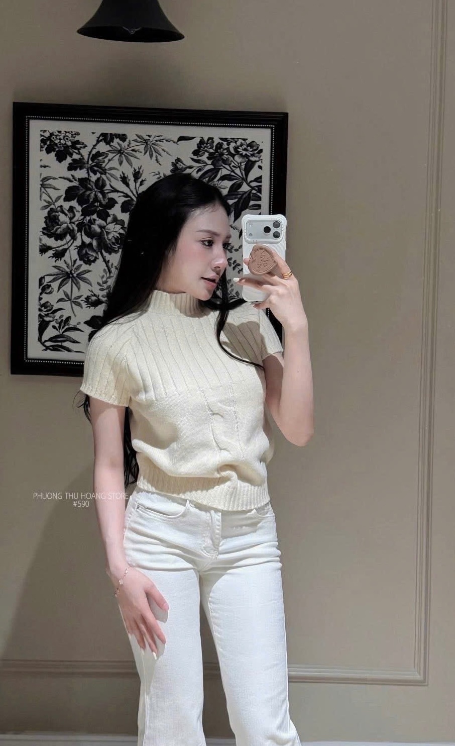 ÁO LEN CỘC TRẮNG KEM DIO THÊU ONG QC