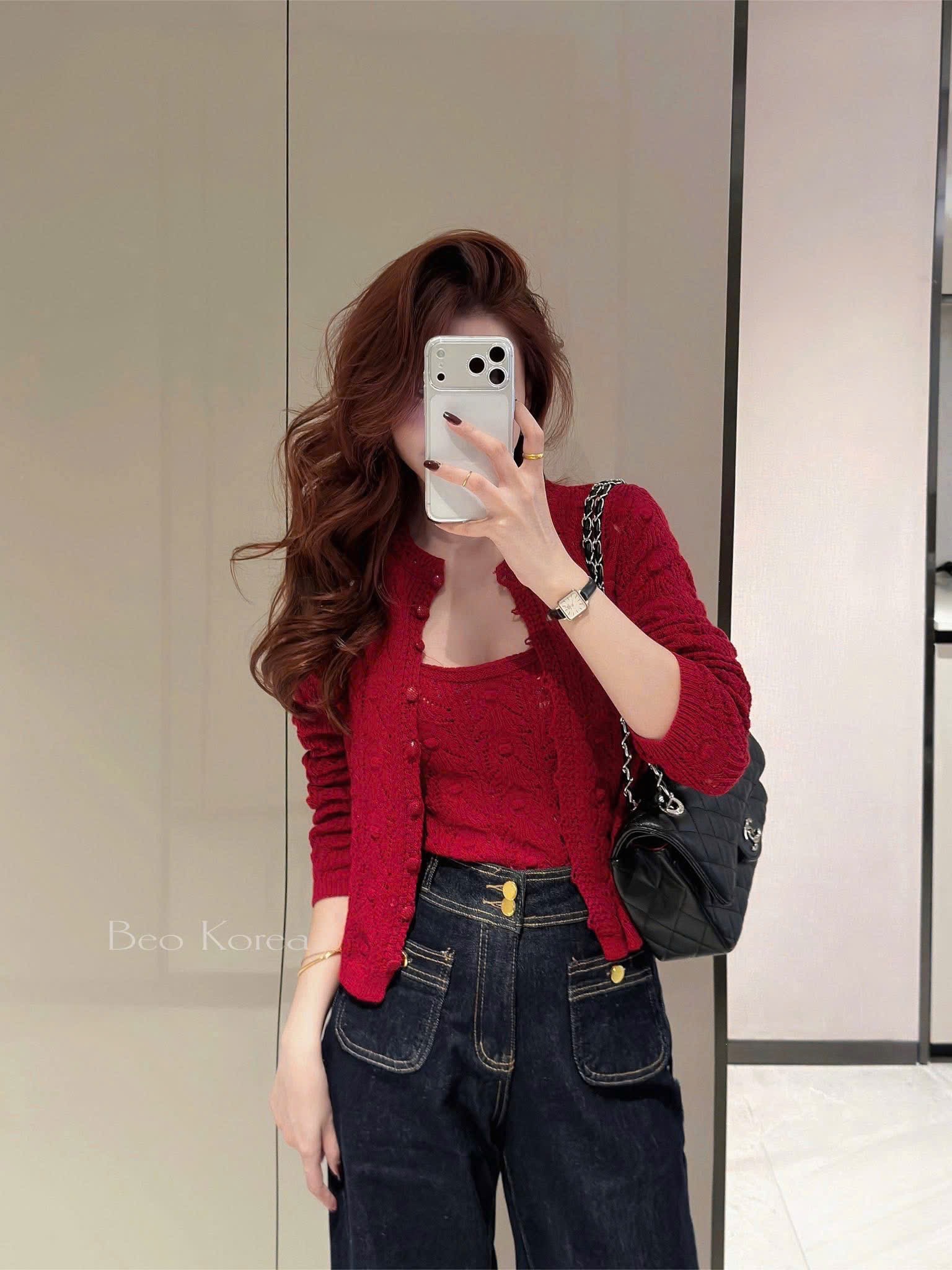 SÉT ÁO LEN REN WGWE MÀU ĐỎ QCCC