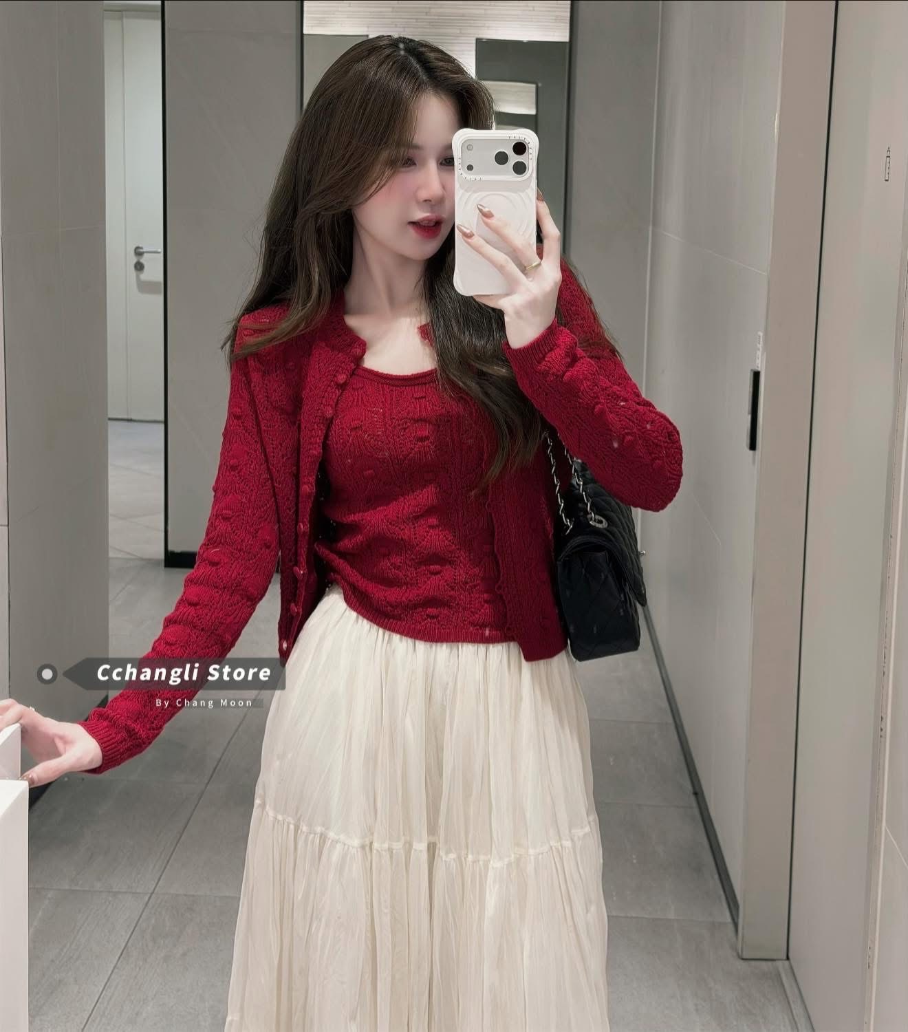 SÉT ÁO LEN REN WGWE MÀU ĐỎ QCCC