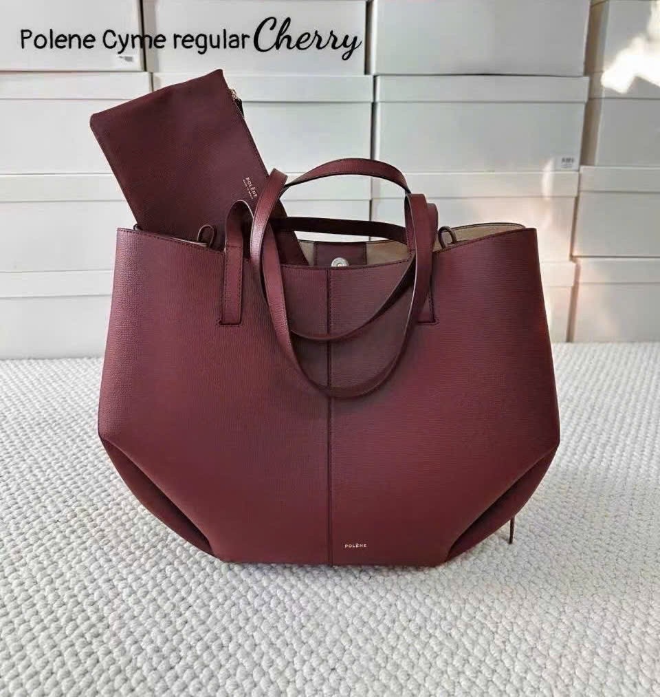 TÚI XÁCH POLENE DA THẬT MÀU ĐỎ CHERRY