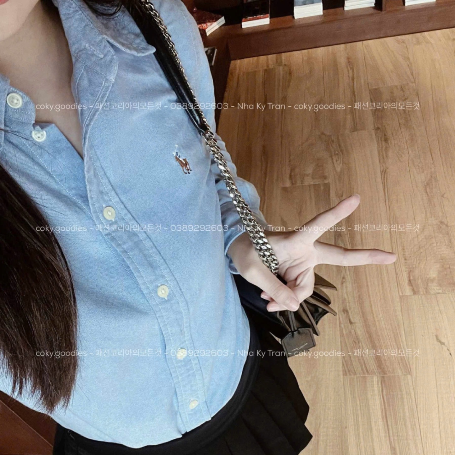 Hàng nhà máy - ÁO SƠ MI XANH THÊU NGỰA DT XUẤT DƯ