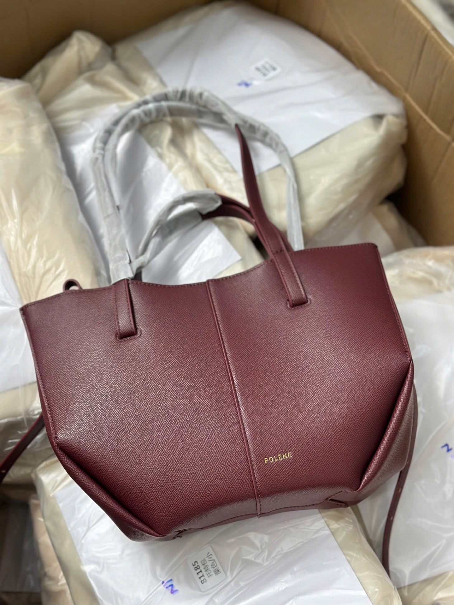 TÚI XÁCH POLENE DA THẬT MÀU ĐỎ CHERRY