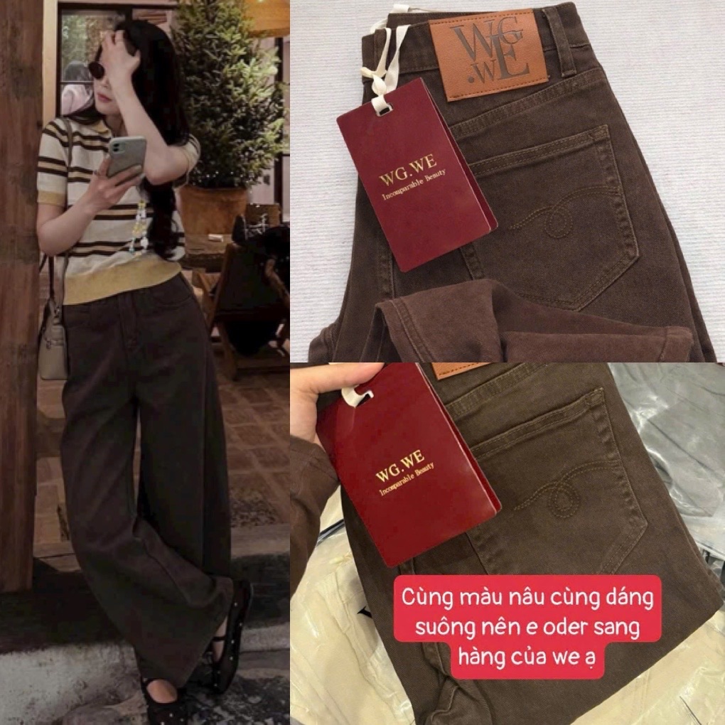 Nâu đậm - QUẦN JEAN NÂU ĐẬM WGWE TAG DA MÂC ĐỎ