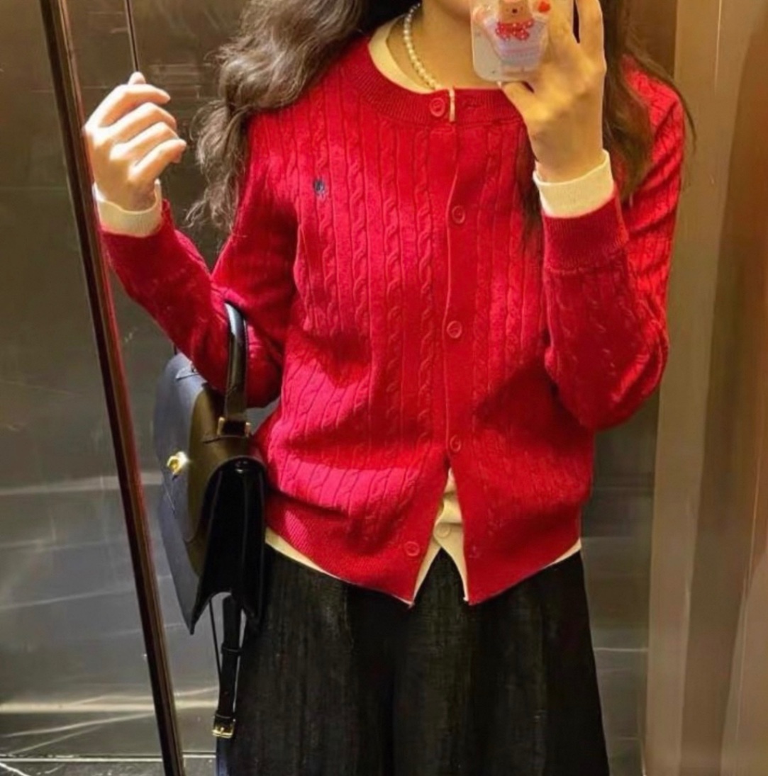 Hàng nhà máy - ÁO LEN CDG THỪNG THÊU NGỰA HỒNG ĐẬM