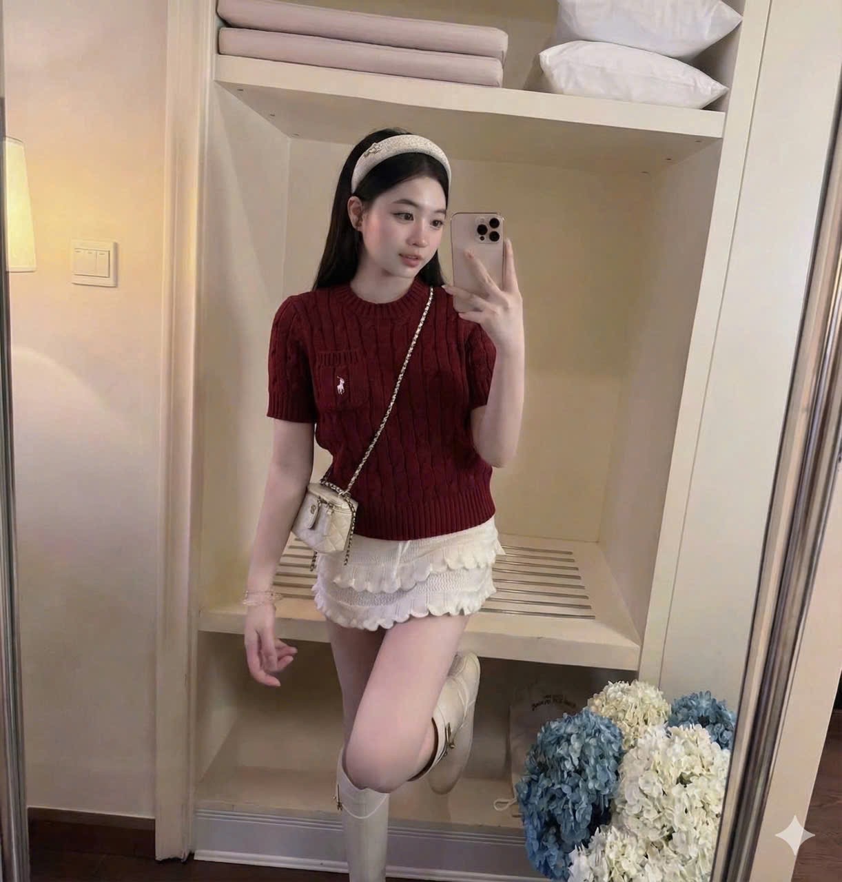 ÁO LEN CỘC THỪNG THÊU NGỰA TÚI NGỰC ĐỎ