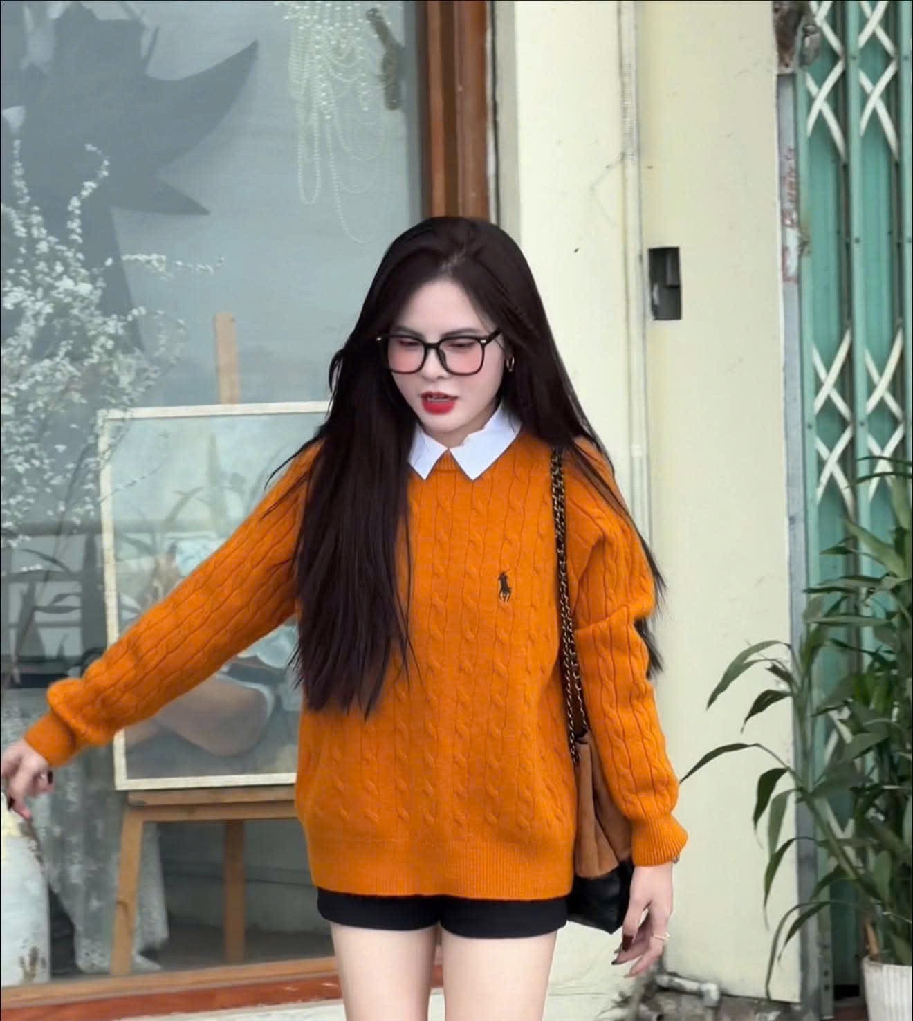 ÁO LEN THỪNG THÊU NGỰA DT MÀU CAM QC