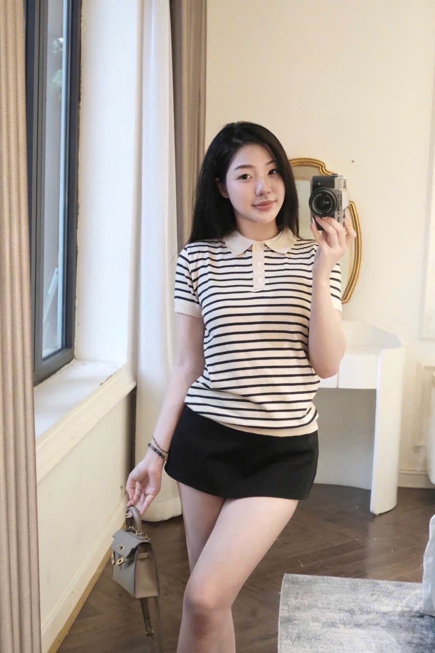 Hàng nhà máy - AO LEN POLO KẺ ZRF CỘC