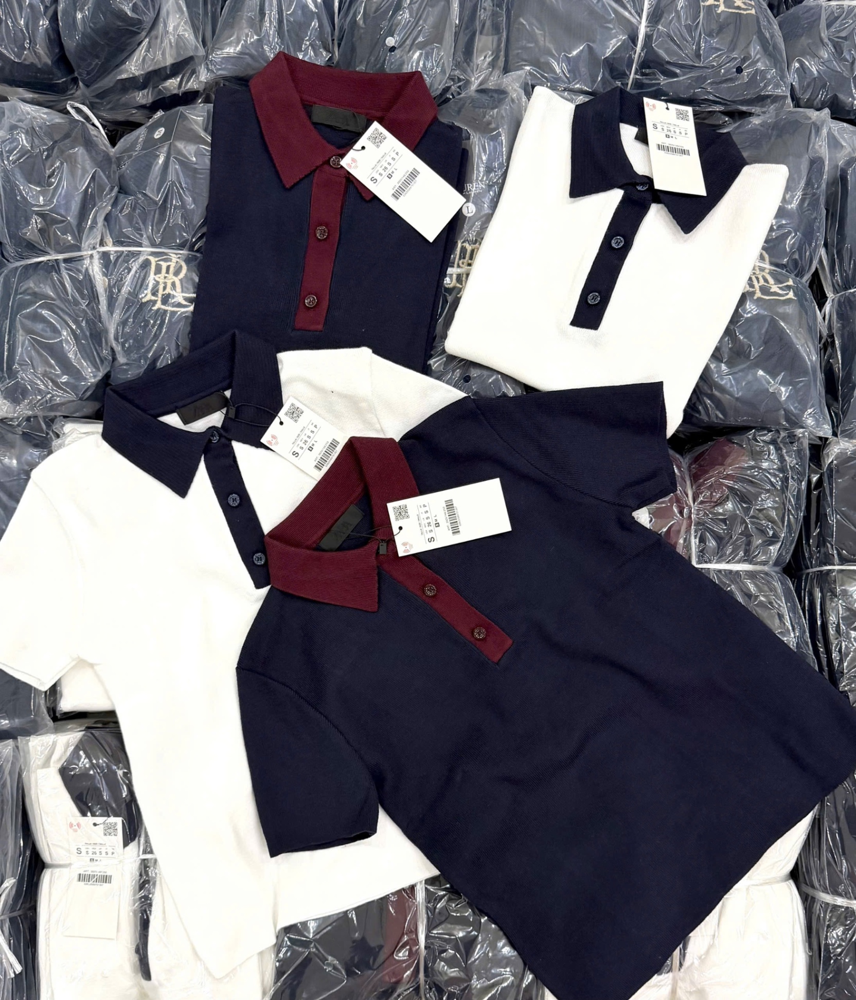 Hàng nhà máy - ÁO LEN POLO ZRF CỔ ĐỨC CÚC NGỰC