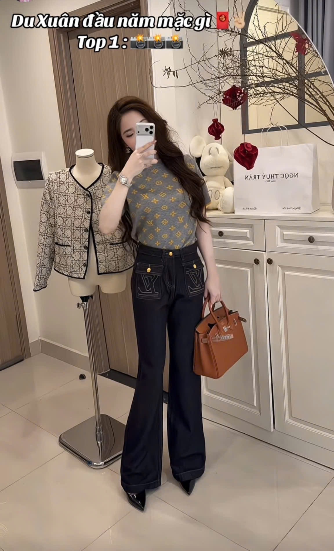 ÁO LEN CỘC LV XÁM VÀNG