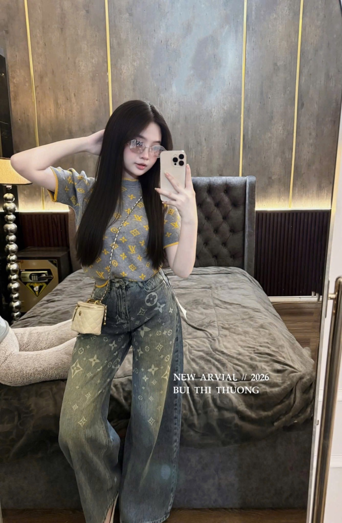ÁO LEN CỘC LV XÁM VÀNG