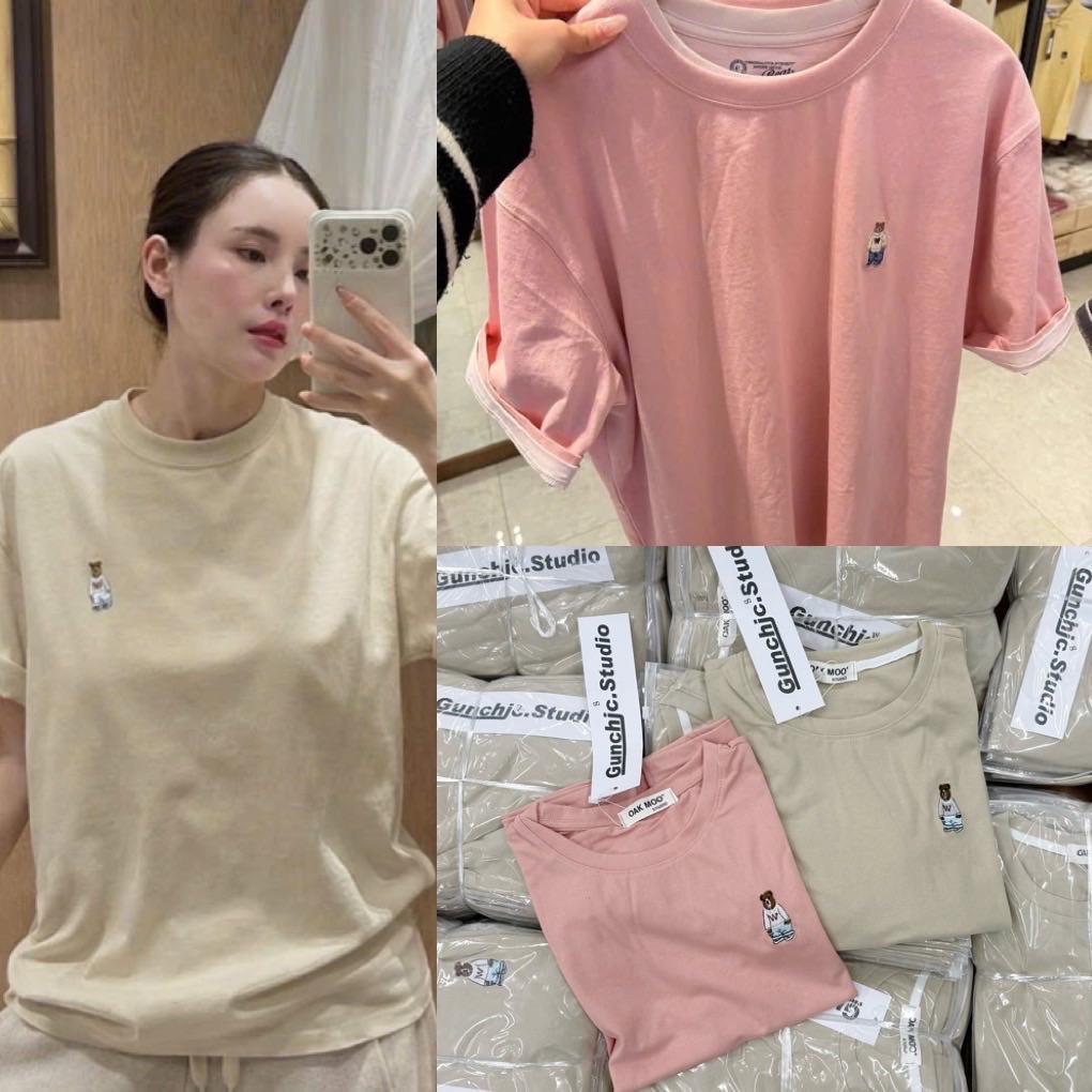 SET 2 ÁO CỘC THÊU GẤU HỒNG BE