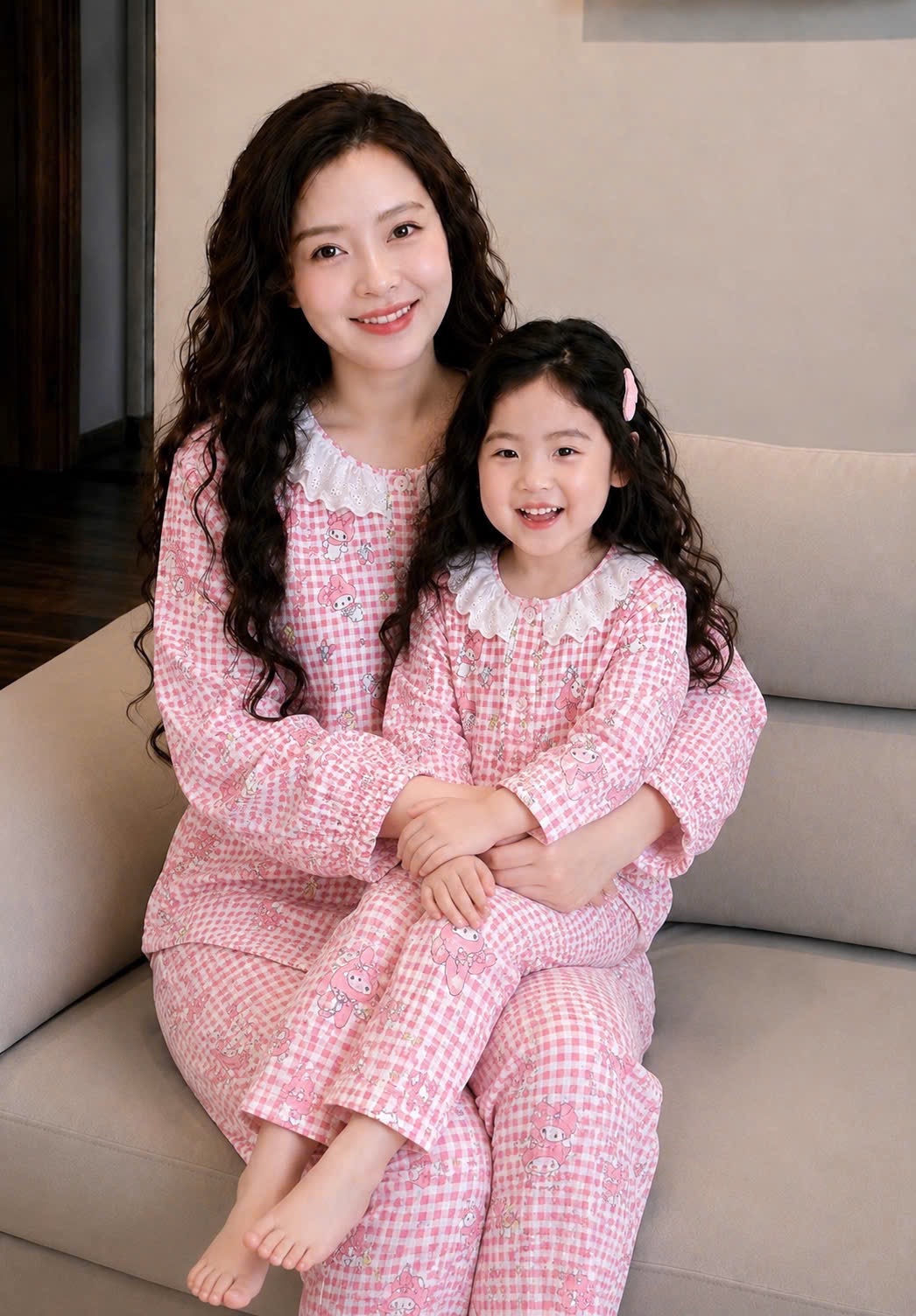 SÉT MẸ CON CỔ REN 2 MÀU