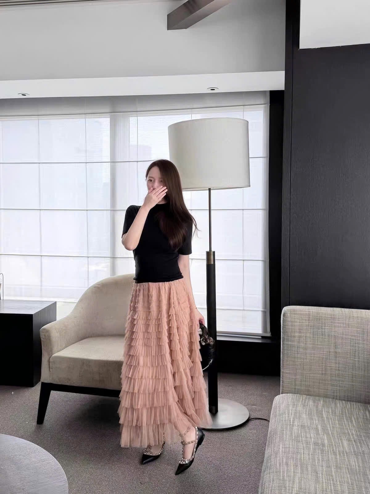 CHÂN VÁY VOAN TẦNG 3 MÀU CHO NỮ
