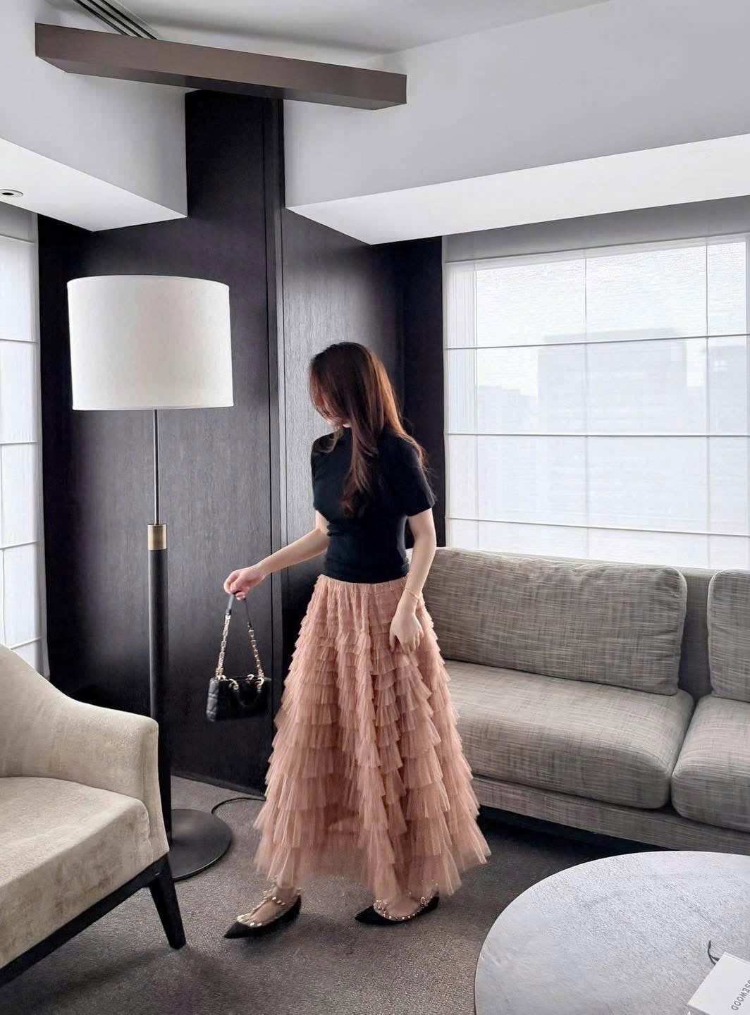 CHÂN VÁY VOAN TẦNG 3 MÀU CHO NỮ