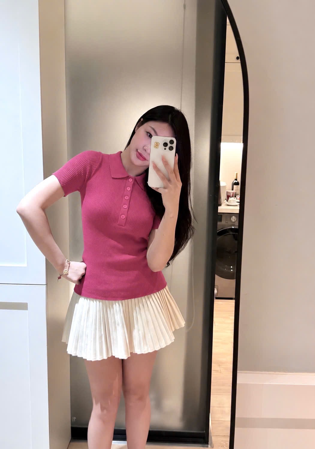 ÁO LEN POLO TĂM HỒNG CHO NỮ