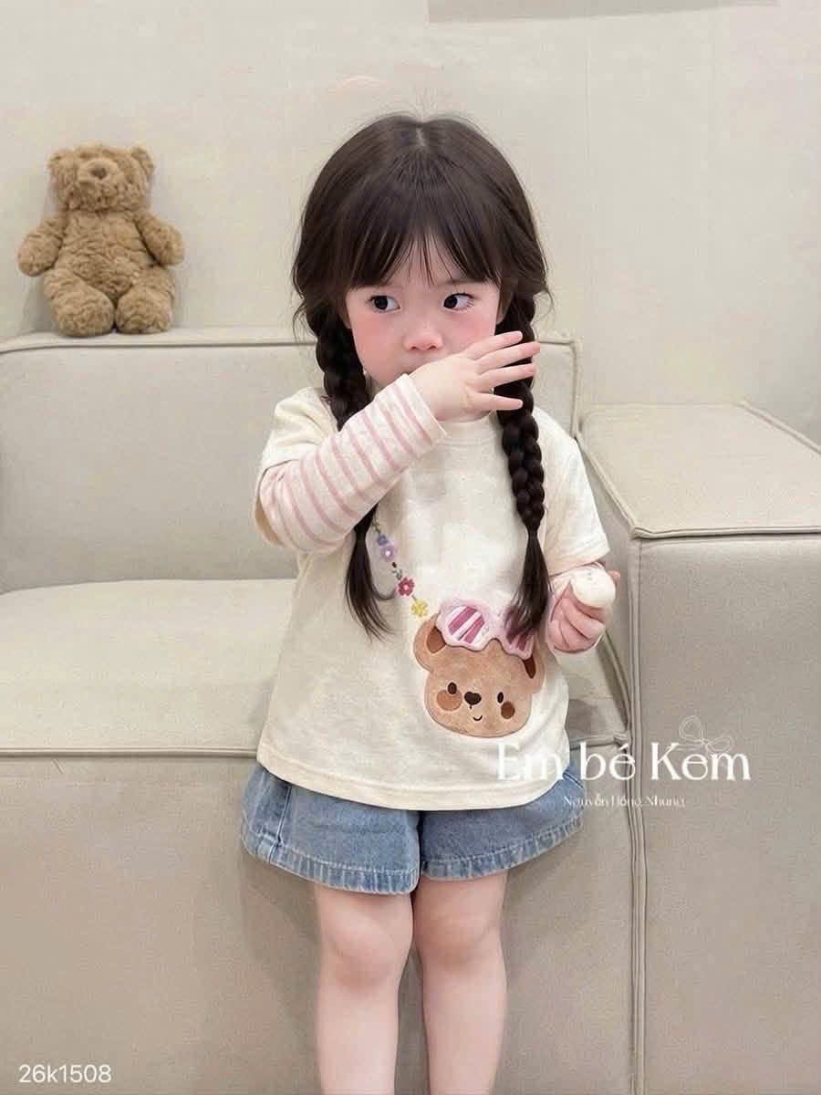 GOM - SÉT 2 ÁO DÀI TAY BE HỒNG CHO BG