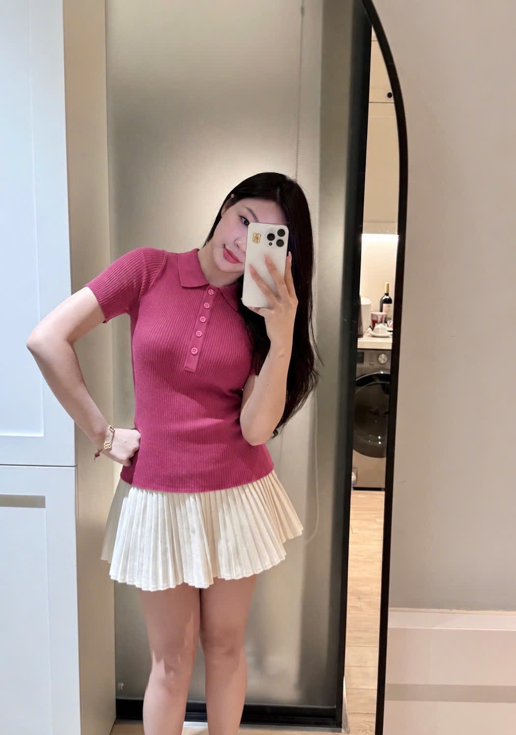 ÁO LEN POLO TĂM HỒNG CHO NỮ