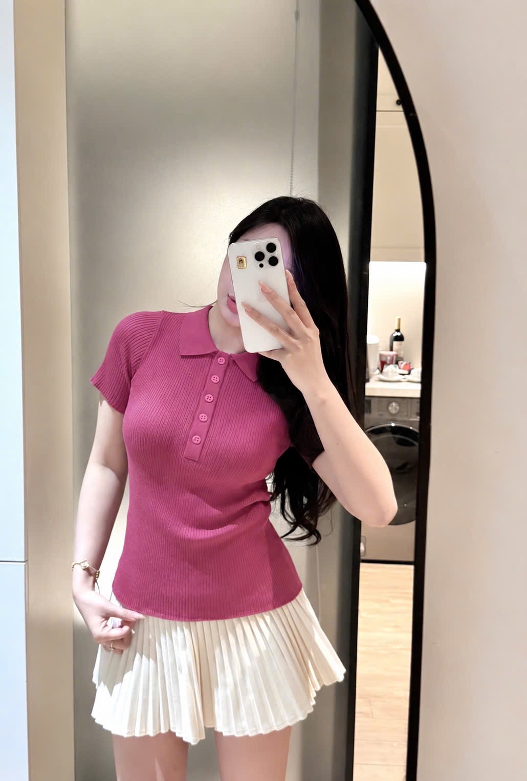 ÁO LEN POLO TĂM HỒNG CHO NỮ