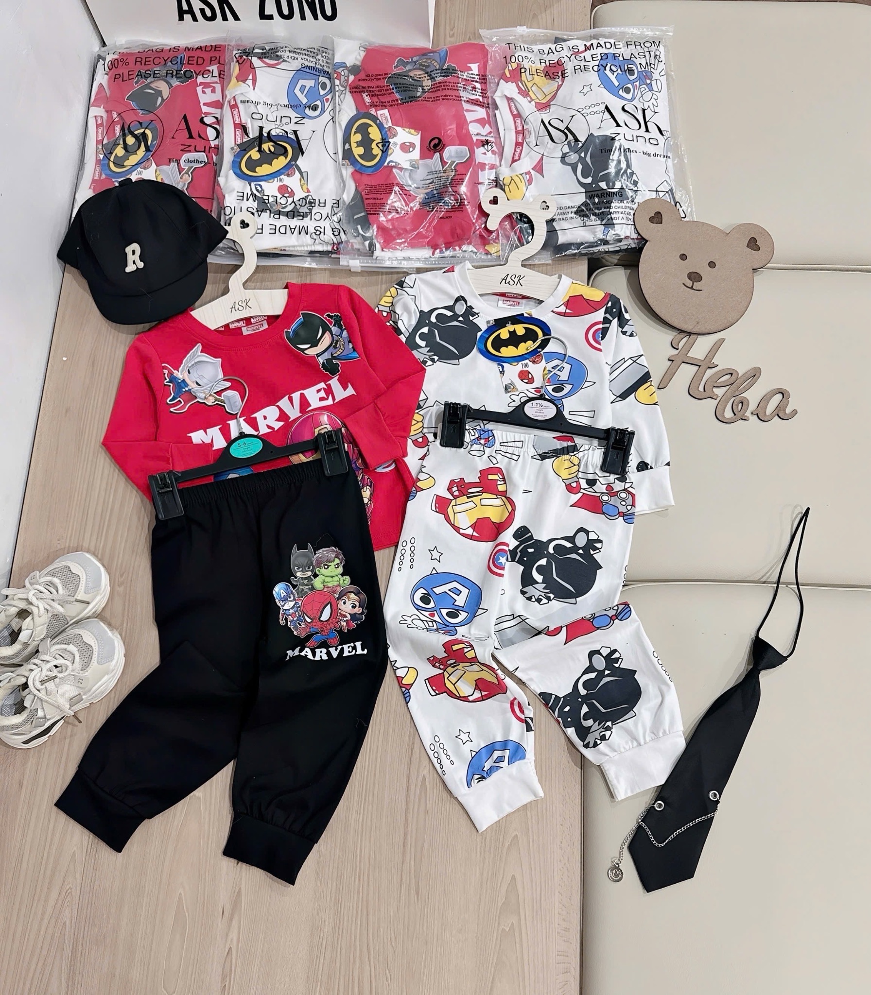 SÉT 2 BỘ MAVEL ĐỎ BE CHO BT