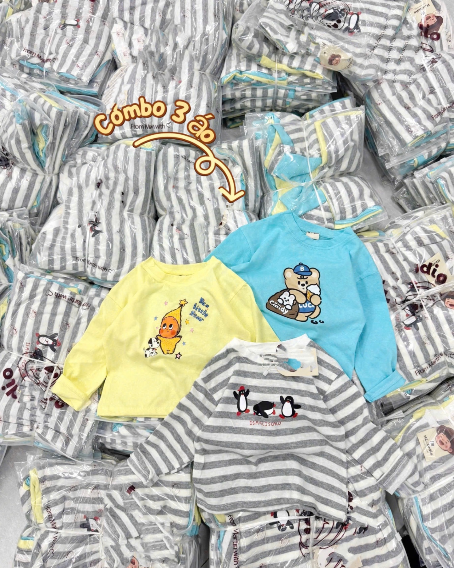 SÉT 3 ÁO GIẤY COTTON HÌNH CON VẬT CHO BÉ GÁI