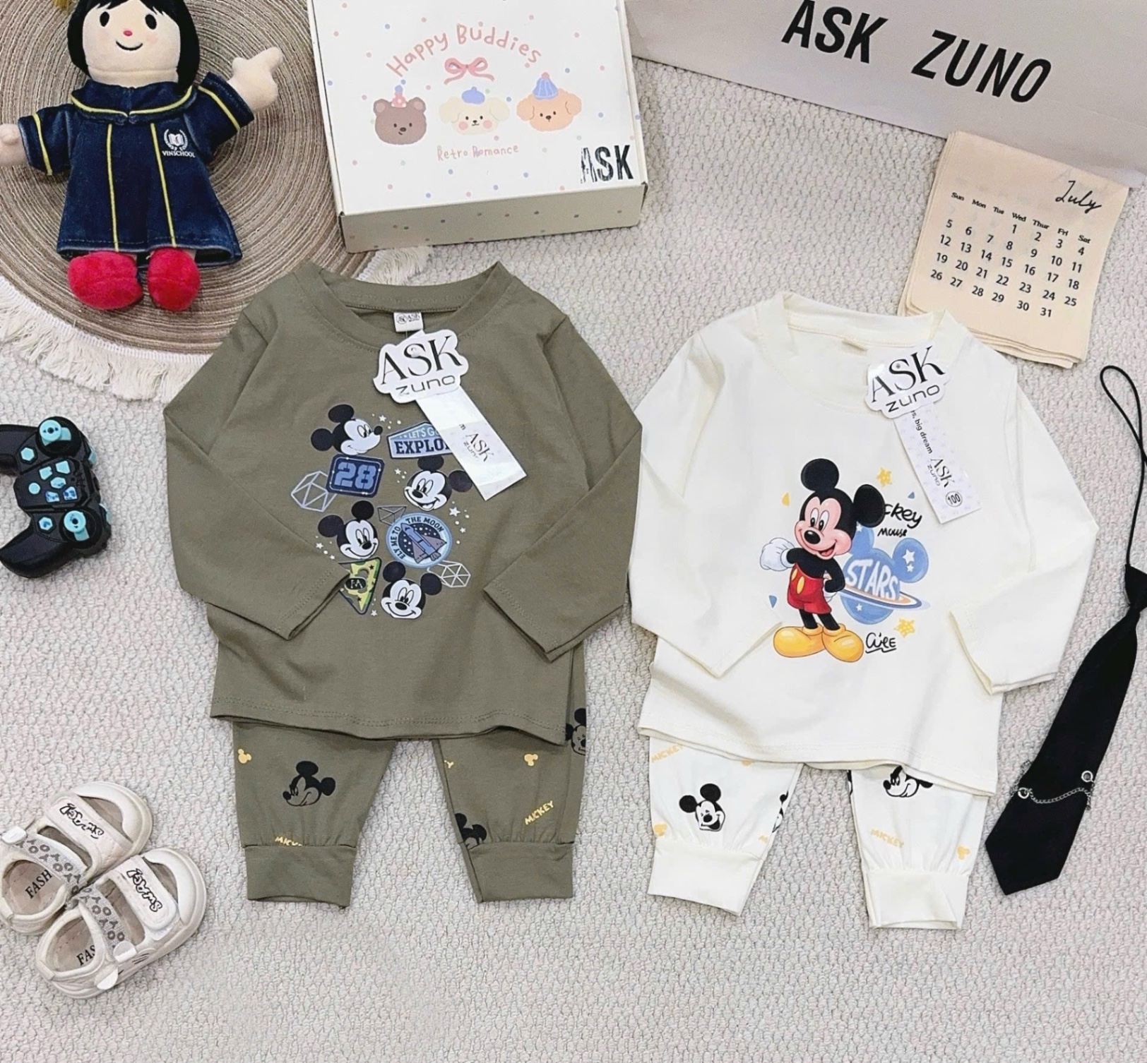 SÉT 2 BỘ MICKY XANH BE CHO BT