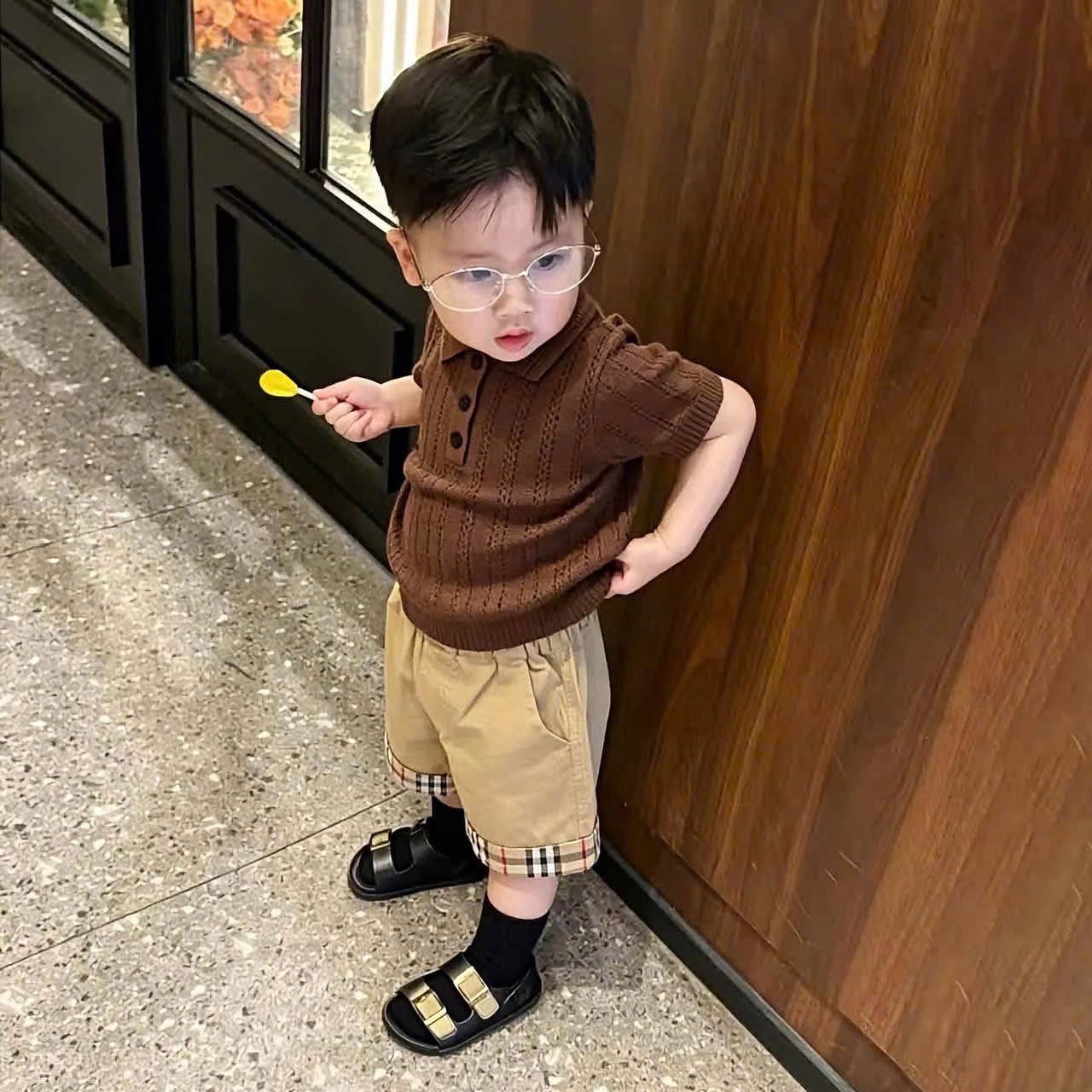 BỘ LEN ÁO NÂU QUẦN BE CỘC TAY CHO BT