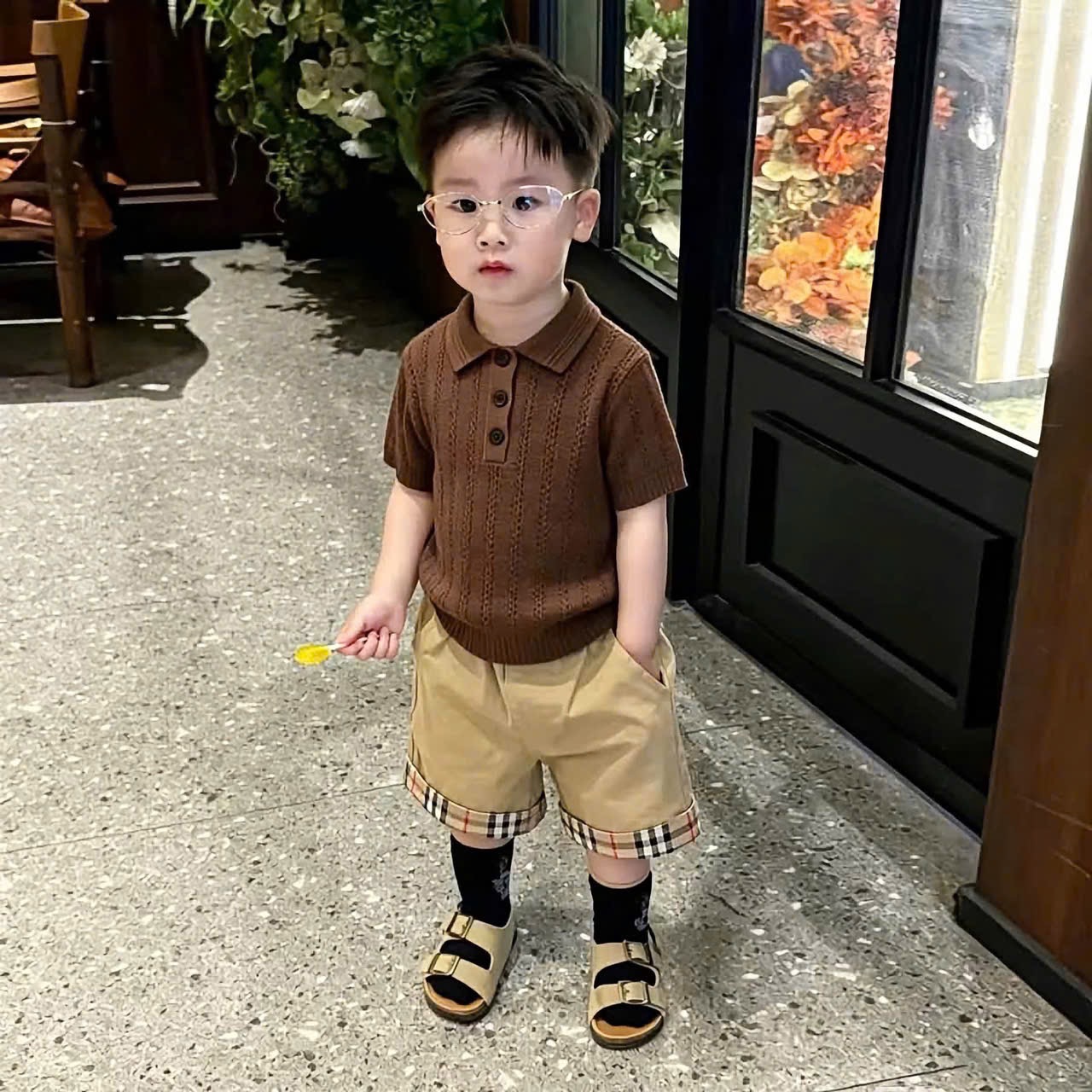 BỘ LEN ÁO NÂU QUẦN BE CỘC TAY CHO BT