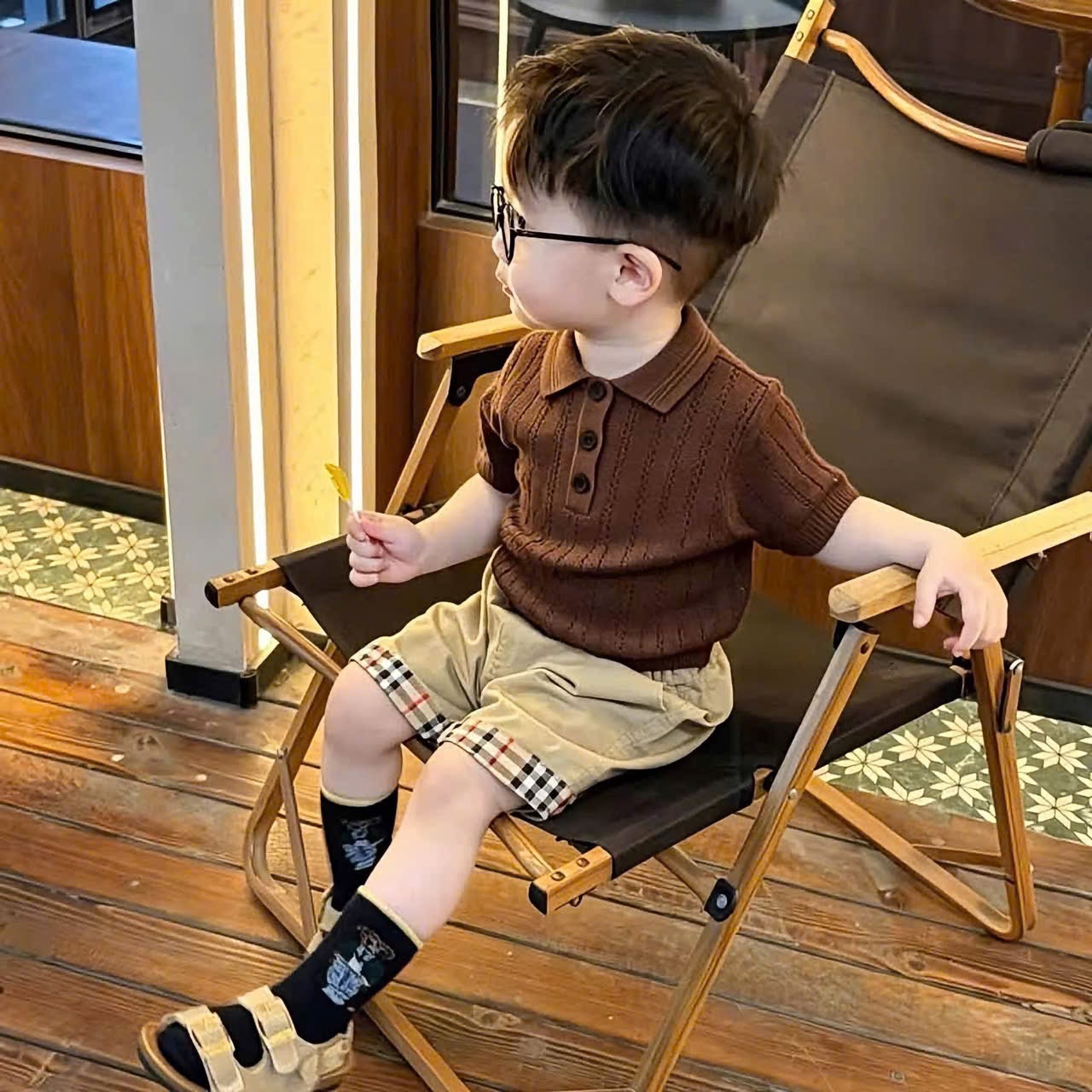 BỘ LEN ÁO NÂU QUẦN BE CỘC TAY CHO BT